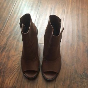 Peep Toe Heeled Ankle Boots